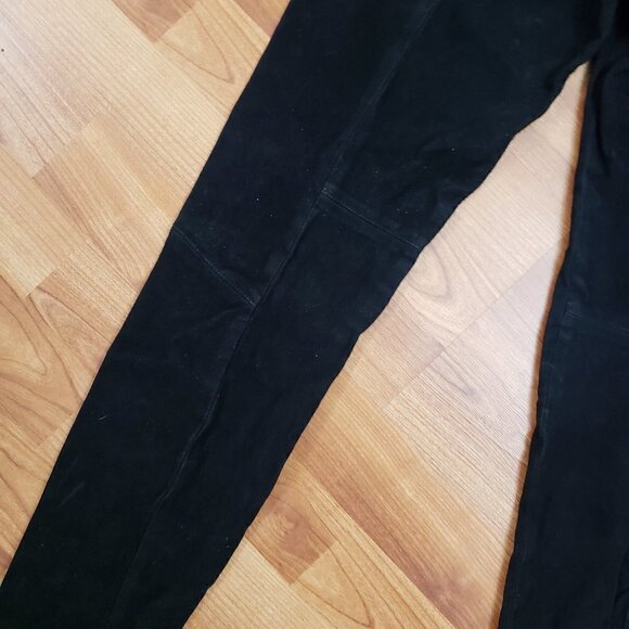 Vince Genuine Suede Leather Leggings Stretch Black Pants Sz Medium M - Picture 6 of 9
